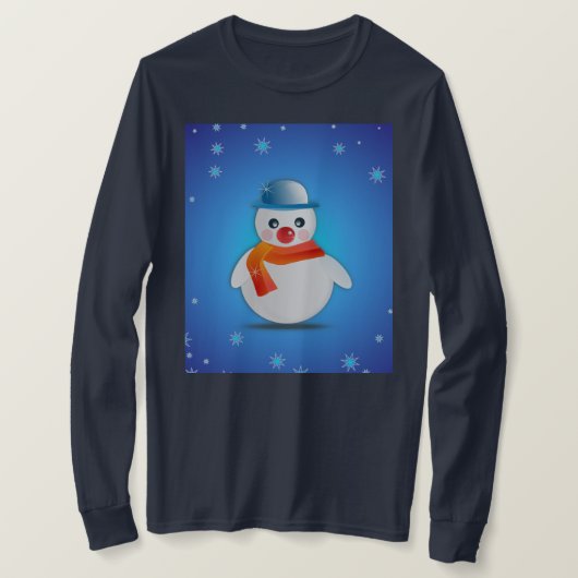 SNOWMAN IN SNOWY ACHTERGROND T-Shirt (Design voorkant)