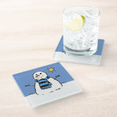 Snowman in Sunshine Kerstmis Glazen Onderzetter (Schuin)
