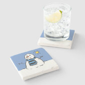 Snowman in Sunshine Kerstmis Stenen Onderzetter (Zijkant)