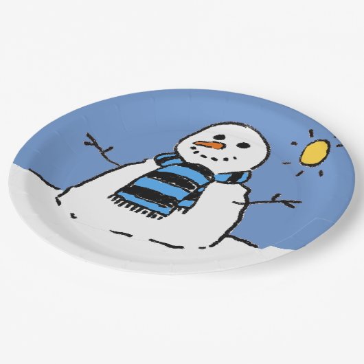 Snowman in Sunshine Papieren Bordje (Gekanteld)