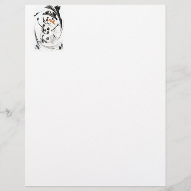 Snowman in Swirling Snow Letterhead Briefhoofd (Voorkant)