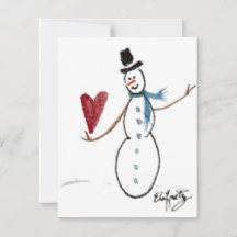 Snowman in TopHat Dances met een Red Heart Holiday