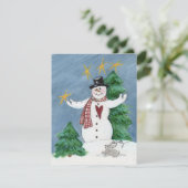 Snowman in Tophat zegt welkomstkerstfeestdag C Feestdagenkaart (Staand voorkant)