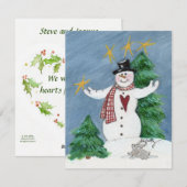 Snowman in Tophat zegt welkomstkerstfeestdag C Feestdagenkaart (Voorkant / Achterkant)