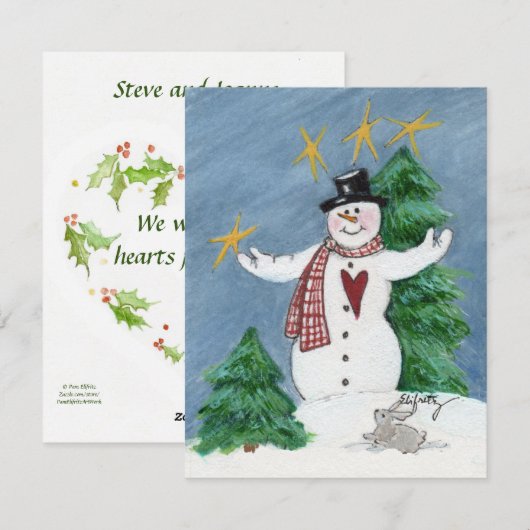 Snowman in Tophat zegt welkomstkerstfeestdag C Feestdagenkaart (Voorkant / Achterkant)