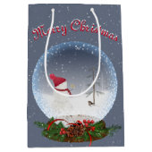Snowman in Wereldbol met kerstinnevel Medium Cadeauzakje (Voorkant)