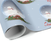 Snowman in Wereldbol met kerstsneeuw Cadeaupapier (Rol Hoek)