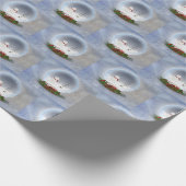 Snowman in Wereldbol met kerstsneeuw Cadeaupapier (Hoek)