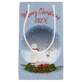 Snowman in Wereldbol met kerstsneeuw Klein Cadeauzakje (Voorkant)