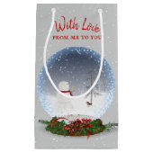 Snowman in Wereldbol met kerstsneeuw Klein Cadeauzakje (Voorkant)