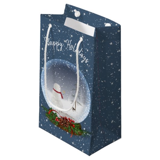 Snowman in Wereldbol met kerstsneeuw Klein Cadeauzakje (Voorkant Gekanteld)