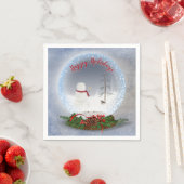 Snowman in Wereldbol met kerstsneeuw Servet (Insitu)