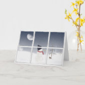 Snowman in Window Card Kaart (Gele Bloem)