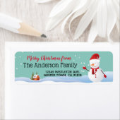 Snowman in Winter Town Return Address Label (Insitu)