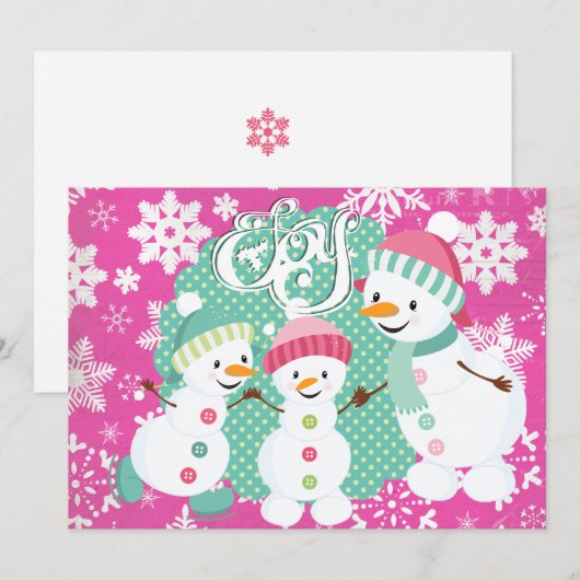 Snowman Joy Holiday Feestdagenkaart (Voorkant / Achterkant)