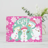 Snowman Joy Holiday Feestdagenkaart (Staand voorkant)