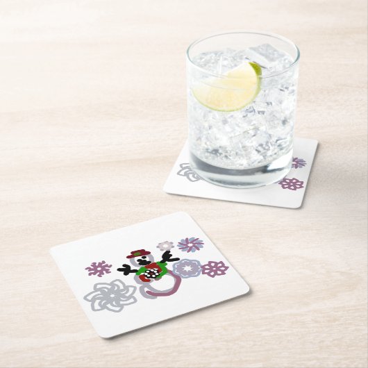 Snowman joy kind kartonnen onderzetters (Insitu)