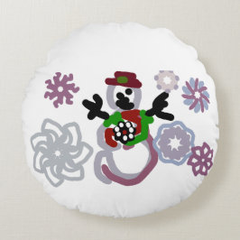 Snowman joy kind rond kussen