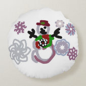 Snowman joy kind rond kussen (Achterkant)