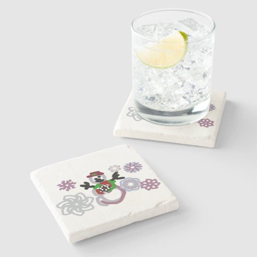 Snowman joy kind stenen onderzetter (Zijkant)