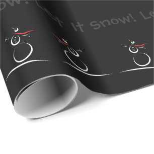 SNOWMAN JOY 'Let it Snow' Sjabloon aangepaste teks Cadeaupapier