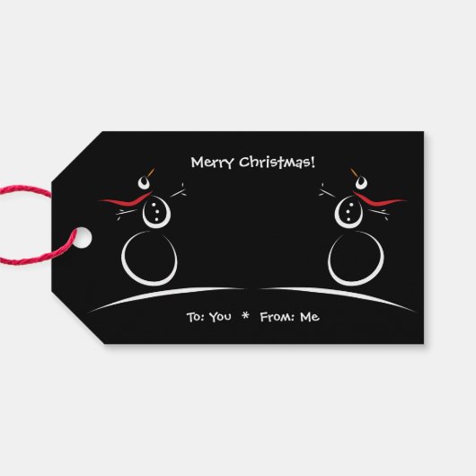 SNOWMAN JOY 'Merry Kerstmis' naar Sjabloon Cadeaulabel (Achterkant Horizontaal)