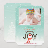 Snowman Joy Photo Holiday Card Feestdagenkaart (Voorkant / Achterkant)