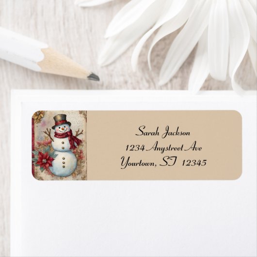 Snowman Junk Journal Page Etiket (Insitu)