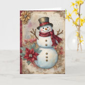 Snowman Junk Journal Pagina Kerst Kaart (Gele Bloem)