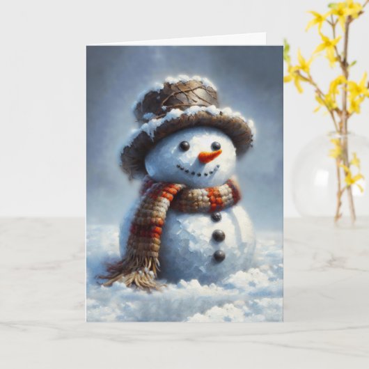 Snowman Kaart (Gele Bloem)
