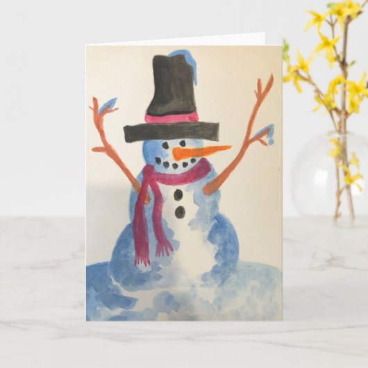 Snowman Kaart (Gele Bloem)