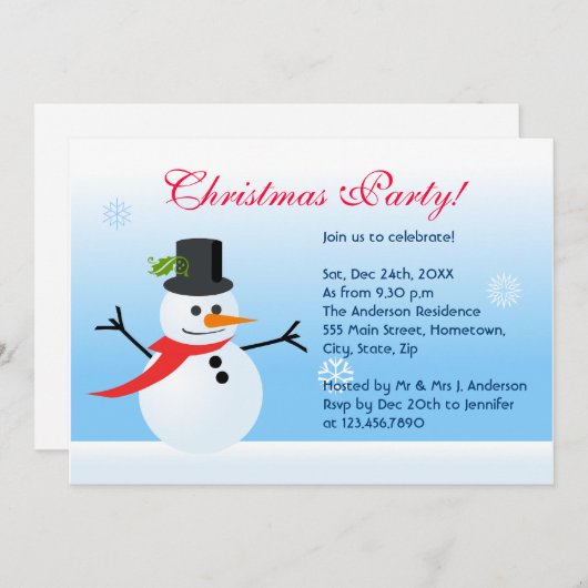 Snowman Kaart (Voorkant / Achterkant)