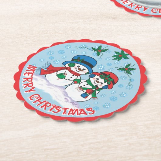 Snowman Kartonnen Onderzetters (Gekanteld)
