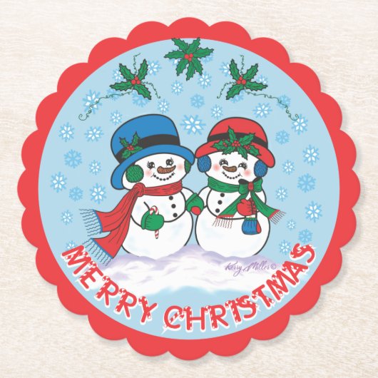 Snowman Kartonnen Onderzetters (Voorkant)