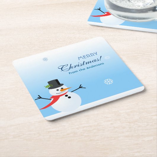 Snowman Kartonnen Onderzetters (Schuin)