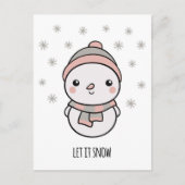 Snowman kawaii liet het sneeuwen briefkaart (Voorkant)