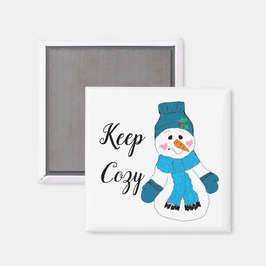 Snowman Keep Cozy Magneet (Voorkant / Achterkant)