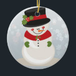 Snowman Keramisch Ornament<br><div class="desc">Cute Snowman Breng veel meer vakantiewaanzin naar je boom met een aangepast keramisch siermiddel. Voeg familiefoto's,  afbeeldingen en persoonlijke berichten toe aan beide zijden van deze afbeelding. Een streng gouden draad maakt het gemakkelijk om deze fantastische kluts op te hangen.</div>
