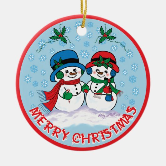 Snowman Keramisch Ornament (Voorkant)