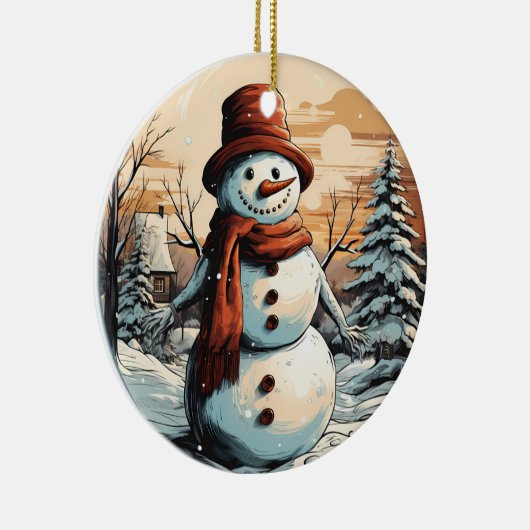 Snowman Keramisch Ornament (Rechts)