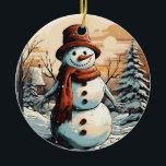 Snowman Keramisch Ornament<br><div class="desc">Snowman Kerst Keramisch Ornament Breng veel meer feestvreugde aan uw boom met een op maat gemaakt keramisch ornament. Voeg familiefoto's,  afbeeldingen en persoonlijke boodschap toe aan beide zijden van dit ornament. Een streng van gouden draad maakt het gemakkelijk om deze fantastische aandenken op te hangen.</div>