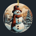 Snowman Keramisch Ornament<br><div class="desc">Snowman Kerst Keramisch Ornament Breng veel meer feestvreugde aan uw boom met een op maat gemaakt keramisch ornament. Voeg familiefoto's,  afbeeldingen en persoonlijke boodschap toe aan beide zijden van dit ornament. Een streng van gouden draad maakt het gemakkelijk om deze fantastische aandenken op te hangen.</div>