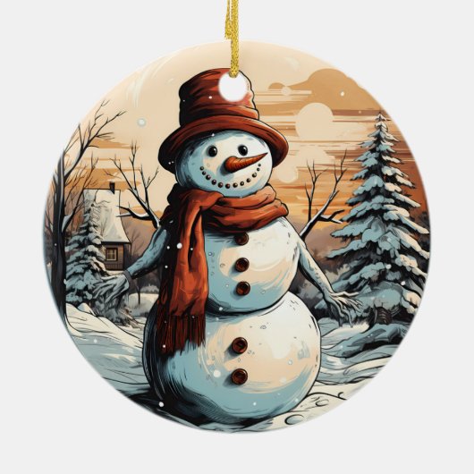 Snowman Keramisch Ornament (Achterkant)