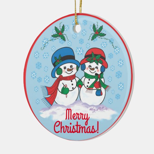 Snowman Keramisch Ornament (Links)