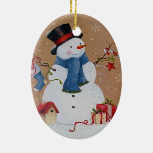 Snowman Keramisch Ornament (Achterkant)