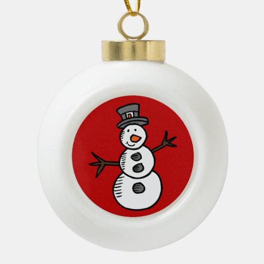 Snowman Keramische Bal Ornament (Voorkant)