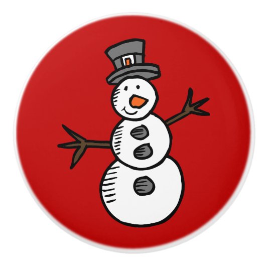 Snowman Keramische Knop (Voorkant)