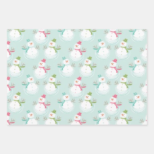 Snowman-kerst met vrolijke feestdagen inpakpapier vel (Voorkant)