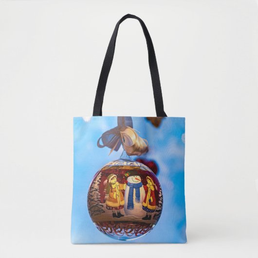 Snowman Kerstbal Tote Bag (Voorkant)
