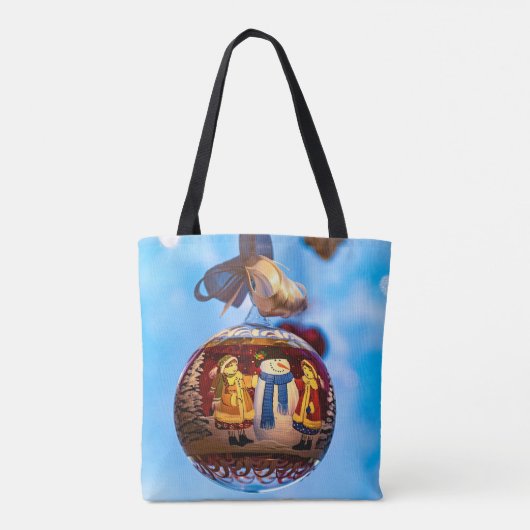 Snowman Kerstbal Tote Bag (Achterkant)